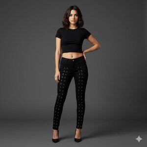 Tripp NYC Black Lace-Up Corset Skinny Jeans